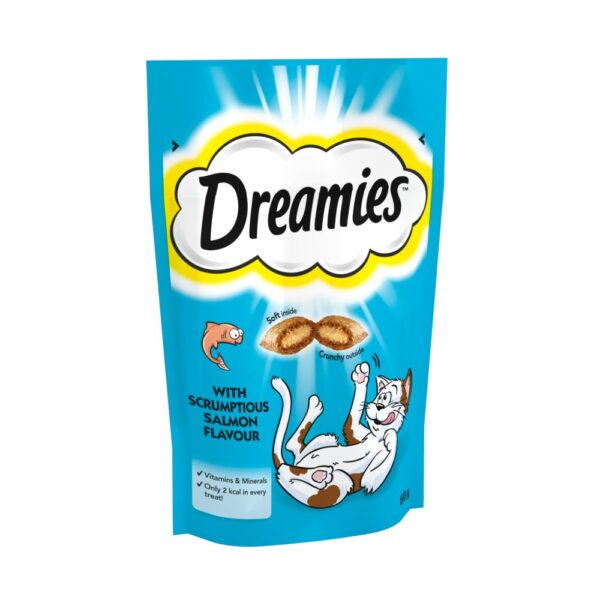 Dreamies Cat Treat Biscuits with Salmon Flavour 60g 60g × 8 × 1