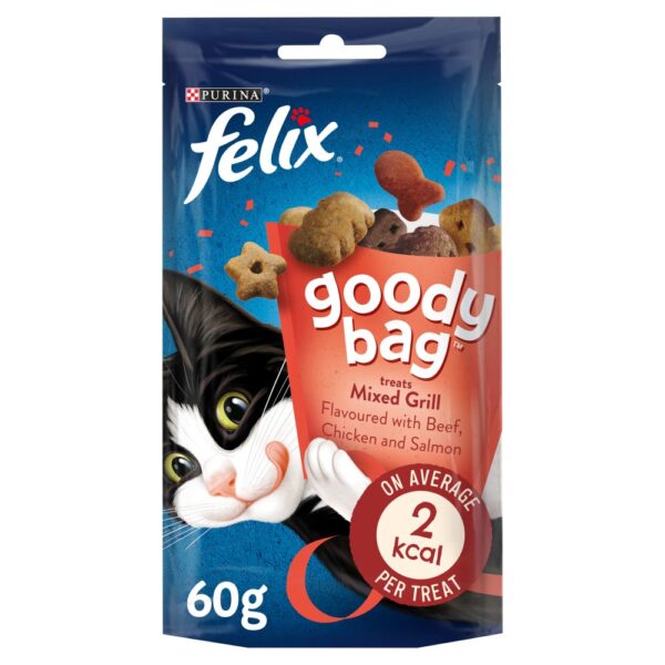 FELIX Goody Bag Mixed Grill Beef, Chicken and Salmon Cat Treats 60g 60g × 8 × 1