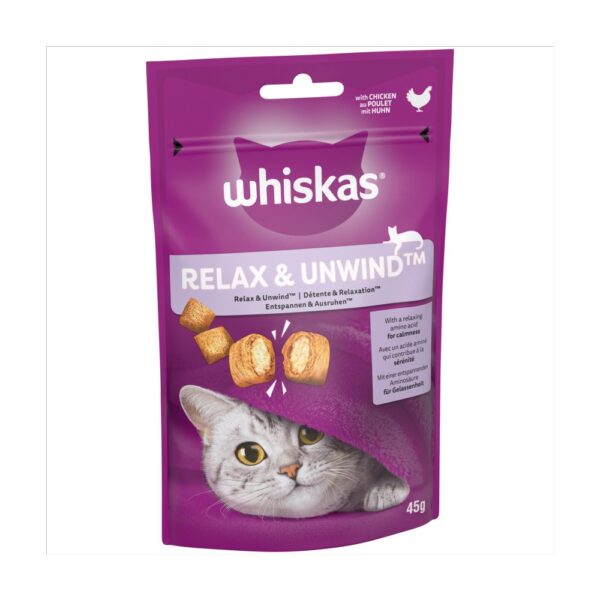 WHISKAS® Relax & Unwind Adult Cat Treats with Chicken 45g 45g × 8 × 1